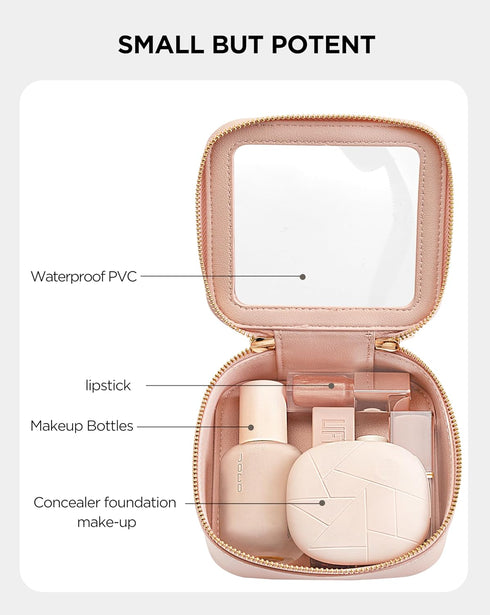 HBlife Small Makeup Bag for Purse Cute Mini Makeup Bag Cosmetic Bag Travel Clear Makeup Pouch Case Organizer Leather Make Up Toiletry Bag Transpar...