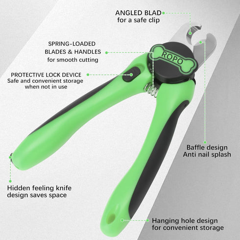 ROPO Dog Nail Trimmer, Pet Nail Clippers, Dog Nail Clippers for Pet Paw Care, Dog Nail Clippers Pet Nail Trimmer for Different Types of Pets (Gree...