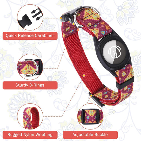 SCENEREAL Airtag Dog Collar for Small Medium Dogs, Dog Collar with Durable Airtag Holder, Compatible Apple Air Tag, Anti-Lost Adjustable Soft Comf...
