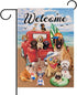 Welcome Summer Dogs Red Truck Beach Garden Flag Double Sided, Ocean Coastal Nautical Pickup Decorative Yard Outdoor Small Decor Home Outside Decor...