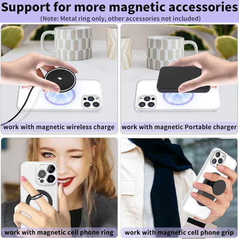 2Pcs Metal Ring Sticker for Pop Socket Magnetic Grip, Magnetic Adapter Adhesive for iPhone, Magsafe Wireless Charger (Purple)...