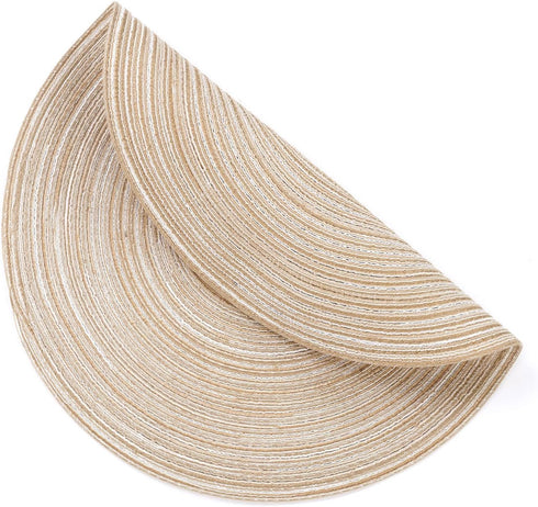SHACOS 15 inch Round Braided Placemats Set of 6 Non Slip Heat Resistant Cotton Polyester Table Mats Washable Place Mats for Dinner Party Table Dec...