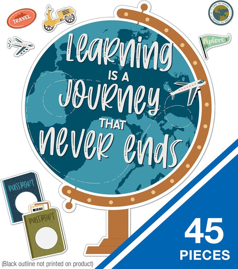 Carson Dellosa Learning is a Journey 45-Piece Travel Theme Classroom Decor Bulletin Board Set, Travel Classroom Theme Set, Bulletin Board Decorati...