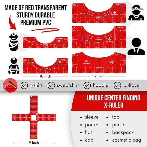 Tshirt Ruler Guide for Vinyl Alignment - T Shirt Ruler Guide for Heat Press, Shirt Measurement Tool for Heat Press, T-Shirt Ruler Centering Guide...