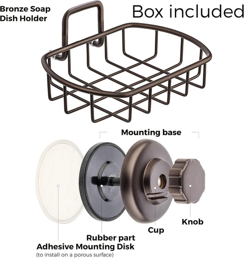 Super Powerful Vacuum Suction Cup Soap Dish - Strong Stainless Steel Sponge Holder for Bathroom & Kitchen (Bronze)...