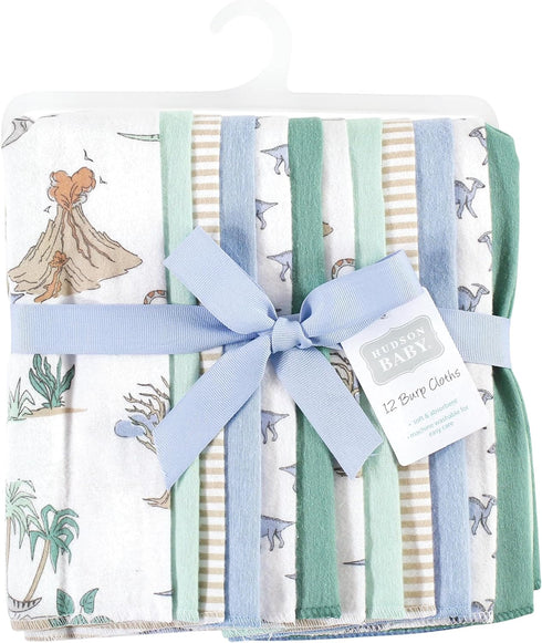 Hudson Baby Unisex Baby Cotton Flannel Burp Cloths Bundle, Boy Dino World, One Size...