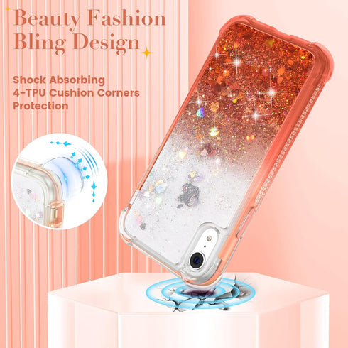 Ruky for XR Case, Glitter Clear Full Body Rugged Liquid Cover with Built-in Screen Protector...