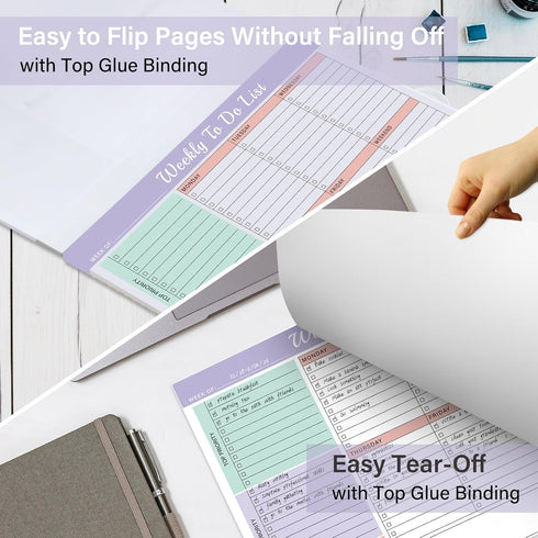 Weekly To Do List Notepad with 52 Undated Tear Off Sheets?8.5"×11") Weekly Desk Planner Pad with Spiral Binding for Women & Man, Work, School and ...