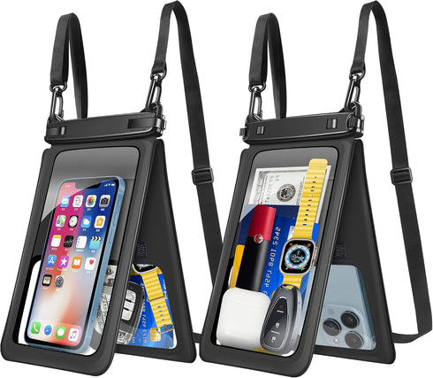 takyu Waterproof Phone Pouch, Double Space Waterproof Phone Bag Large Capacity Underwater Protector Dry Bag with Crossbody Lanyard Fits Up to 9.8"...