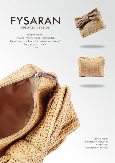 2024 Straw Clutch Purse for Women,Small Cute Bow Straw Rattan Clutch for Summer Beach Vacation Party...