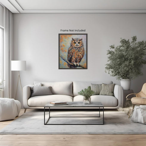 Posterizer 1 pcs- print of an owl on a tree in oil painting style-Art for Animal Lovers-Floral Botanical Art- Gift for Men Women-Decor for Bedroom...