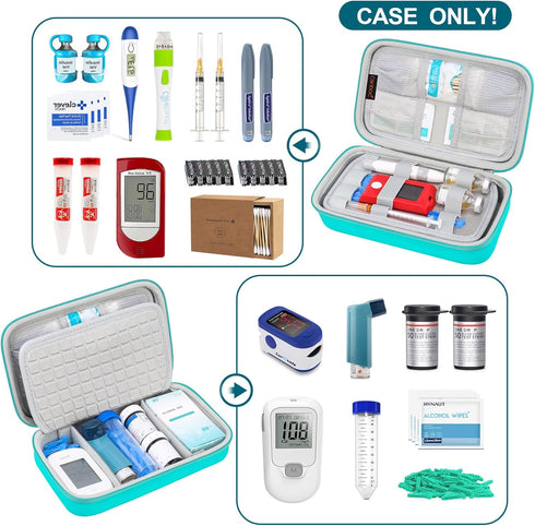 Canboc Diabetic Supplies Travel Case, Carrying Bag for Glucose Meter, Insulin Pens, Blood Sugar Test Strips, Lancets, Syringe, Medication, Alcohol...