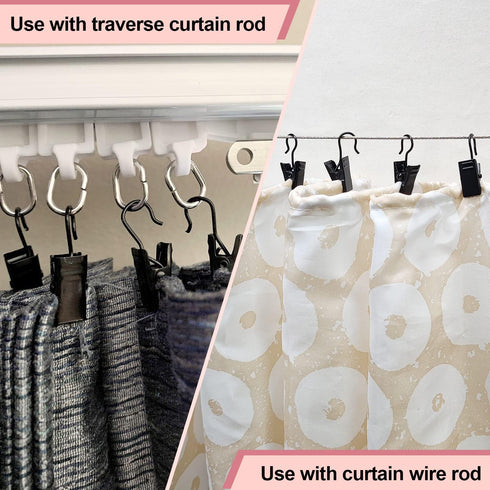Coideal Small Curtain Clips Hooks, 100 Pack Black Metal Patio Awning Light Clips Hanger Stainless Steel for Hanging Outside Christmas String Light...