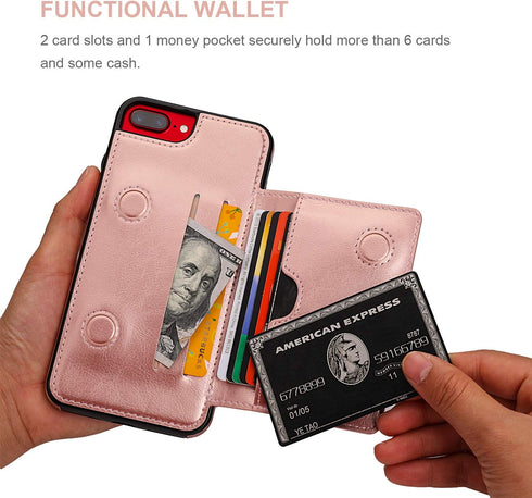 KIHUWEY Compatible with iPhone 7/8 Plus Wallet Case with Credit Card Holder, Premium Leather Kickstand Durable Shockproof Protective Cover for iPh...