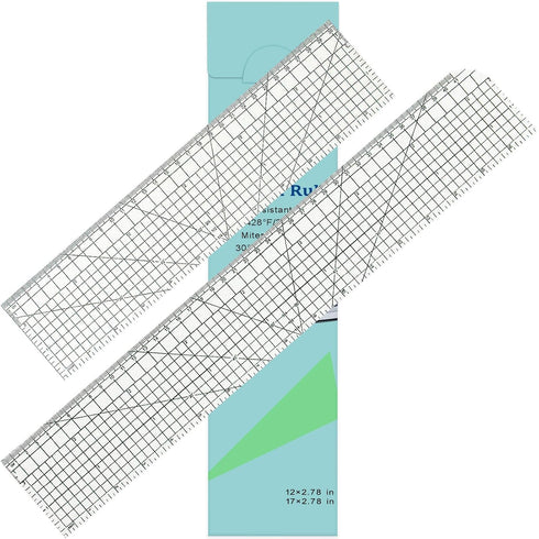 Extended Version 2 Pieces Hot Hem Ruler for Quilting,Hot Press Ruler,Non-Slip Hot Ironing Ruler,Handmade Tool for Electric Iron Home Ironing Work...