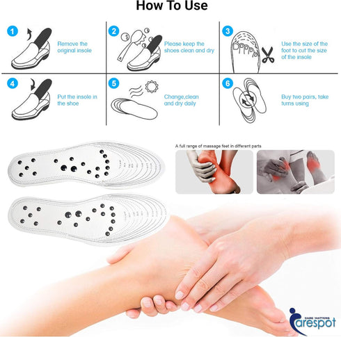 Carespot Acupressure Magnetic Massage Insoles for Men/Women, Foot Massager Shoe-pad Foot Therapy Reflexology Pain Relief Shoe Inserts | Memory Foa...