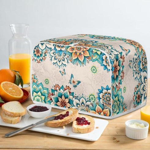 4 Slice Toaster Covers Boho Butterfly Print Bread Toaster Cover Anti-Sputtering Toaster Dust Cover, Washable Kitchen Appliance Protector, Green an...
