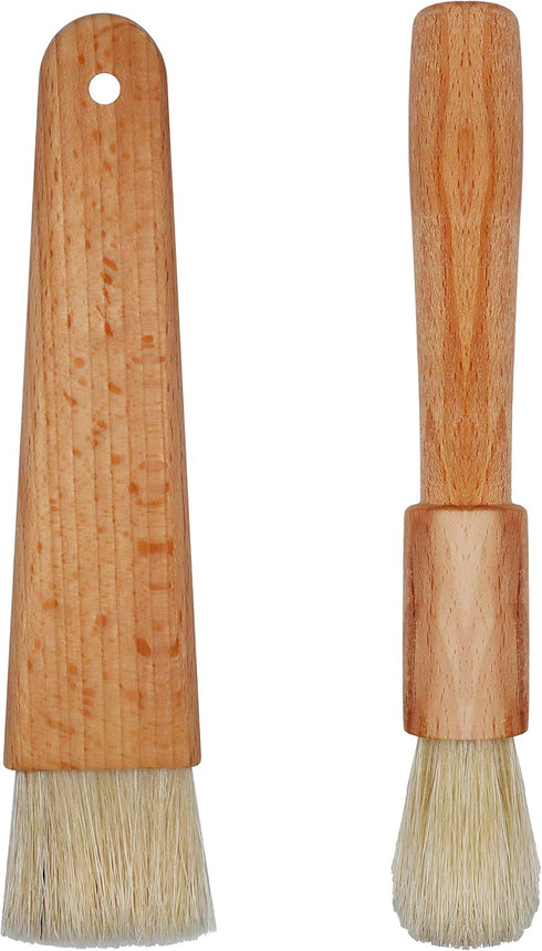 2 Sets Natural Bristles with Wooden Handle Pastry Brushes for Basting Spreading Butter Oil Barbecue Baking Kitchen Cooking...