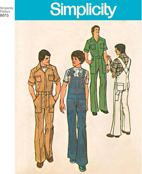 Simplicity US8615BB Men's Overalls and Jumpsuit Sewing Patterns by Mimi G Style, Sizes 44-52...