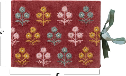 Creative Co-Op Embroidered Cotton Velvet Journal, Multicolor...