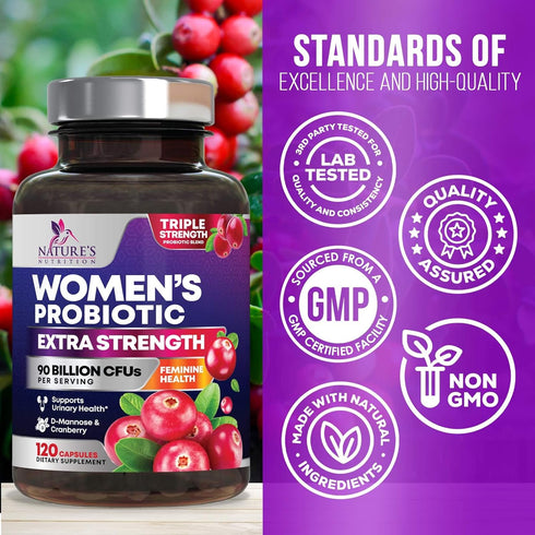 Probiotics for Women with Prebiotics - Women's Probiotic Blend Formulated for Digestive, Vaginal PH, Urinary & Immune Health Support, 90 Billion C...