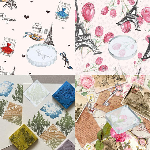 PATIKIL Acrylic Stamp Block, 1 Pack Clear Stamping Block with Grid Lines Decorative Mounting Blocks Set Square for Scrapbooking DIY Craft Card Mak...