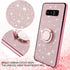 for Galaxy Note 8 Phone Case with Ring Stand Lanyard Strap Drop Protection Shockproof 2-Layer Protective Cover Cute Bling Glitter Girls Women Case...