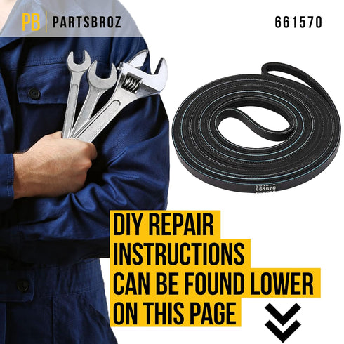 Kenmore Dryer Drive Belt 661570V 3387610 661570 Whirlpool Maytag Duet Part AP5983729 PS11722115 WED9200SQ0 WED9150WW1 GEW9250PW1 WED9200SQ1 WED9500TW3 NED7300WW1 CE1750XWW1 GGW9250PW3 MED9700SQ0