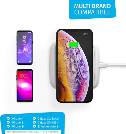 ZENS Wireless Single Qi Charging Pad with 10 Watt Power Output, Works with Apple iPhone, Samsung Galaxy, and All Other Qi-Enabled Devices, White...