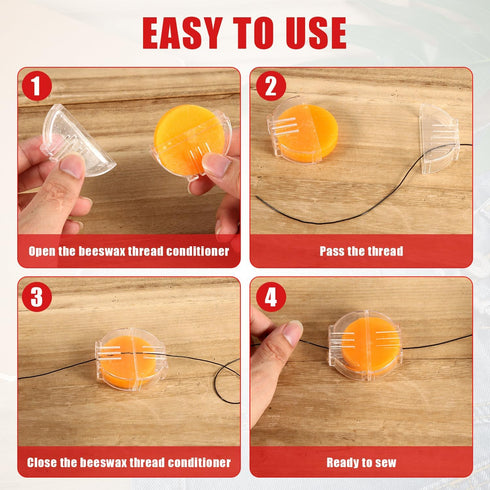 4pcs Beeswax Thread Conditioner, Thread Wax for Sewing with Plastic Box Thread Beeswax Thread Conditioner Wax for Sewing Quilting Reinforcing Thre...