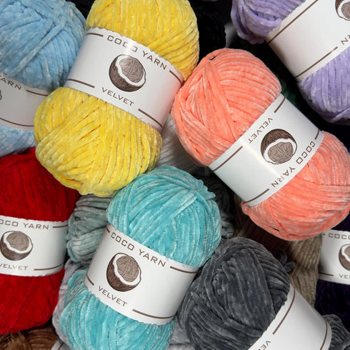 Velvet Yarn for Crocheting – CocoYarn - Chenille Chunky Yarn for Hand Knitting, Fluffy Soft Plush Jumbo Amigurum Super Bulky Baby Blanket Yarn for...