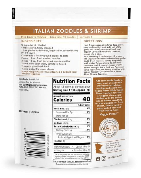 Salad Pizazz Almond Toppings, Oven Roasted Sea Salt, Snack Mix and Salad Topping, Non-GMO, All-Natural, Resealable Bag, 3.25 Oz...