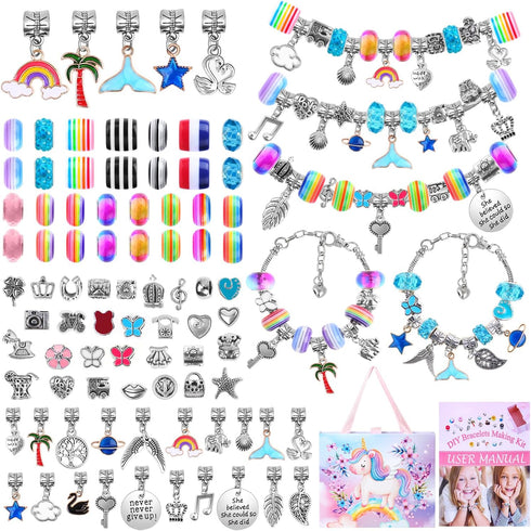 Bracelet Making Kit, 85PCs Charm Bracelets Kit with Beads, Jewelry Charms, Bracelets for DIY Craft, Jewelry Gift...