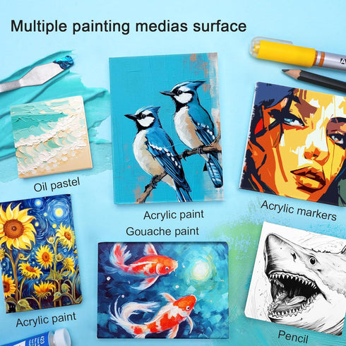 AUREUO Mini Stretched Canvas - 3x3 Inch/24 Pack - 2/5 Inch Profile Small Square Canvas - Gift Set Bulk Pack Canvases for Acrylic Painting & Craft...