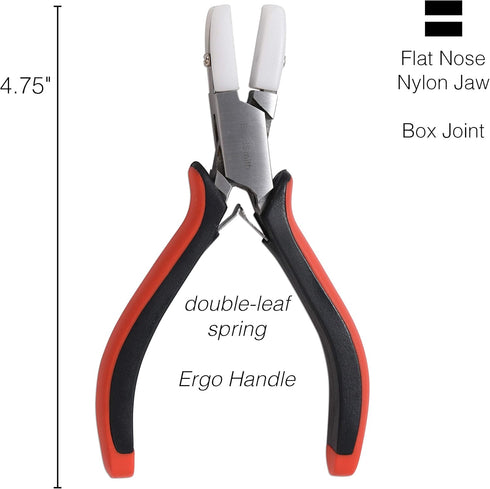 The Beadsmith Flat Nylon Jaw Pliers – Fine Tips – 5 inches (127mm) – Ergonomic Handle with Double Leaf Springs – Jewelry Making Tool for Creating ...