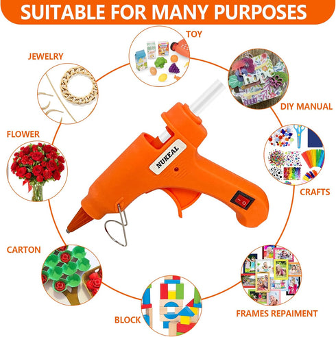 Mini Glue Gun, NUKEAL Hot Glue Gun Kit with EVA Carrying Case and 24 PCS Glue Sticks for Crafts, School DIY Arts, and Home Repair (20 Watts, Orang...