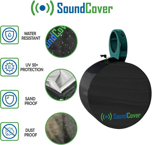 Marine Wakeboard Tower Speaker Covers for 8” Round Speakers – 210T Polyester with Silver UV Coating – Water-Resistant, Double-Stitched with Drawco...
