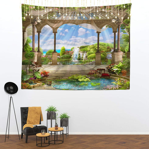 Shrahala Beautiful Tapestry, Waterfall Nature Scenery Landscape Wall Hanging Large Tapestry Psychedelic Tapestry Decorations Bedroom Living Room D...