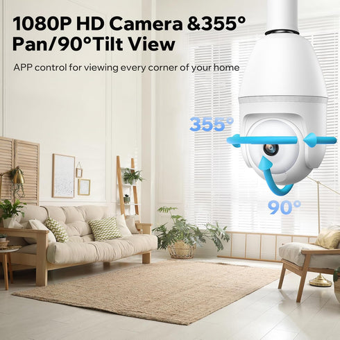5GHz Light Bulb Security Camera Outdoor Waterproof,Light Socket Security Camera Outdoor, Wireless Bulb Camera,Full Color Night Vision, TwoWay Dial...