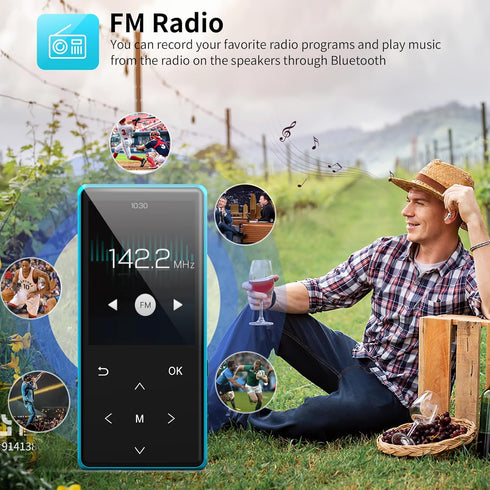 MP3 Player, 64GB MP3 Players Safuciiv MP3 with Bluetooth 5.3, 2.4 in Screen, Lossless Music Player, Support FM Recording, for Gym, Camping, Sports...