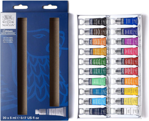 Winsor & Newton Cotman Watercolor Paint Set, 20 Colors, 5ml (0.17-oz) Tubes...