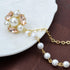 Champagne Tone Crystal Pearl Daisy Flower Brooches Pins with Pearl Chain Tassel Sweater Guard Clip Pin...