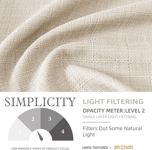 jinchan Beige Kitchen Curtains 24 Inch Linen Textured Tier Curtains Tab Top Cafe Curtains Farmhouse Short Small Window Curtains Light Filtering fo...