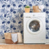 Palm Tree Leaf Navy Blue and White Floral Wallpaper Peel and Stick Tropical Wallpaper Jungle Contact Wall Paper Leaves Flower Watercolor Bathroom ...