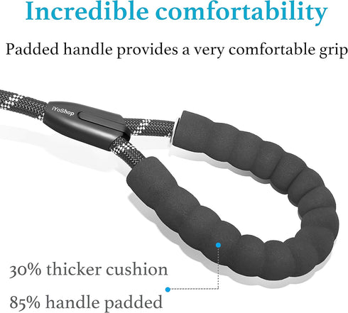 iYoShop 6 FT Durable Slip Lead Dog Leash with Padded Handle and Highly Reflective Threads, Dog Training Leash, (Medium/Large, 35~120 lbs, Black)...
