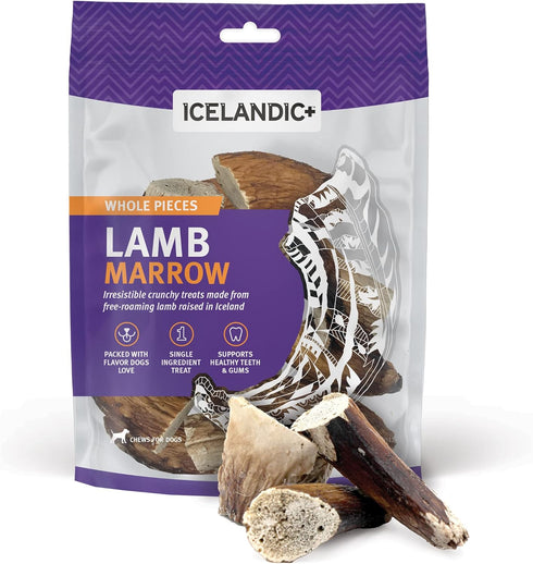 Icelandic+ Lamb Marrow Whole Pieces Dog Chew 4.0-oz Bag...