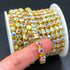 1 Roll 5 Yards Large Crystal Rhinestones Close Chain, 5mm SS24 Rhinstone Chain Trim, Sew on Crystal Claw Cup Chain Roll (Gold Base + Crystal AB, S...
