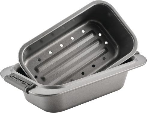 Anolon Advanced Nonstick Bakeware 2-Piece Loaf Pan Set, Gray with Silicone Grips - 54715...