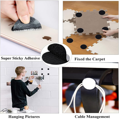 BRAVESHINE 36PCS Sticky-Back Adhesive Tape - Round Hook and Loop Adhesive Stickers - Double Sided Heavy-Weight Carpet Pads Wall Mounting Tapes for...