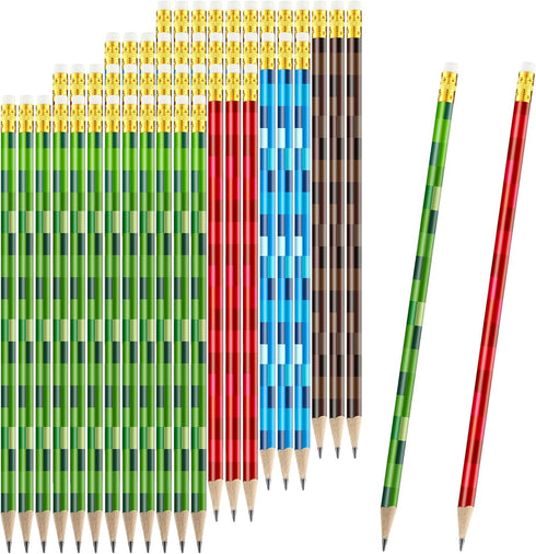 48 Pieces Pixel Pencils Fun Welcome Back to School Pencils Video Game Themed Party Favor Multicolor Pixel Craft Mosaic Pencils for Classroom Rewar...